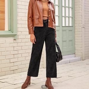 Solid Slant Pocket Corduroy Pants